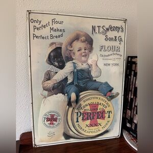Metal Vintage Depiction Flour Advertisement sign